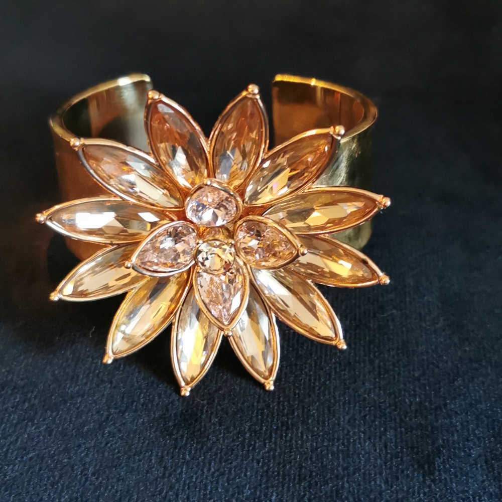 Ted Baker Rose gold wide bangle with flower